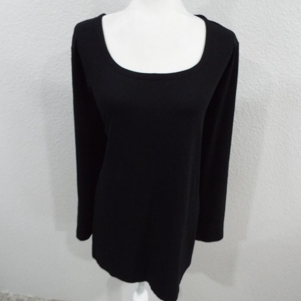 J. Jill Black Long Sleeve Scoop Neckline Layering Tee Neutral Lightweight Sz 2X